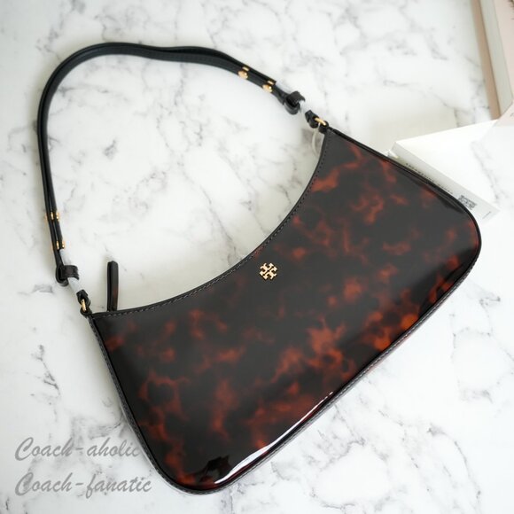 Tory Burch Emerson Tortoise Patent Leather Shoulder Bag 165969 - Picture 7 of 9
